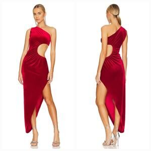 Norma Kamali One Shoulder Sunburst Gown in Tango